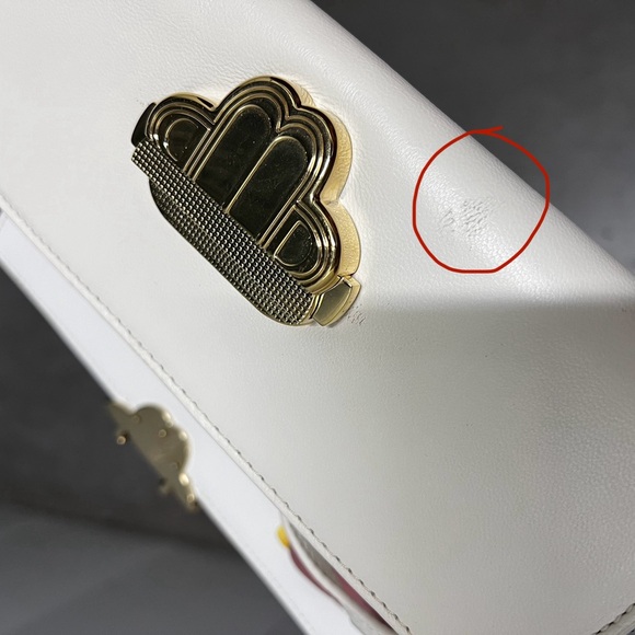 Maje White&Gold Clover Logo Baguette Wallet Clutch - Picture 5 of 9